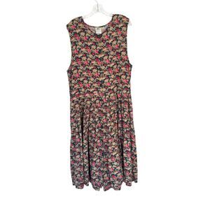 Laura Ashley Vintage Cotton Wool Floral Sleeveless Cottagcore Maxi Dress Size 10
